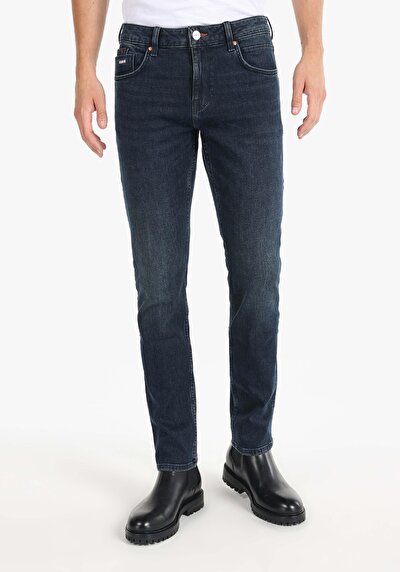 Image de 044 Karl Pantalon Marine Straight Leg Medium Rise En  Straight Fit Homme