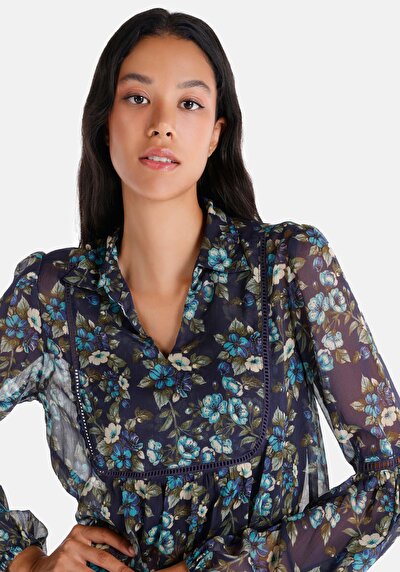 Afficher les détails de Chemisier À Manches Longues Multicolou Regular Fit Femme