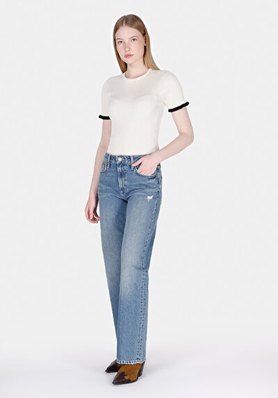 Image de 880 Elisa Pantalon En Jean Straight Fit Femme