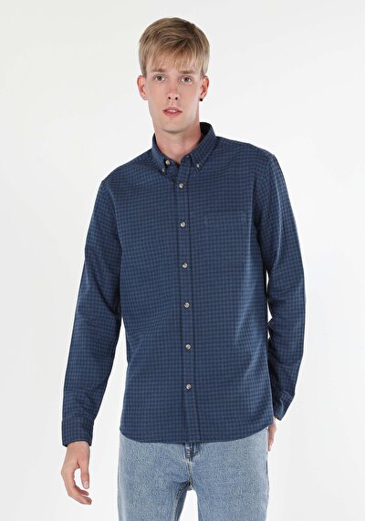 Image de Chemise À Manches Longues Marine Regular Fit Homme
