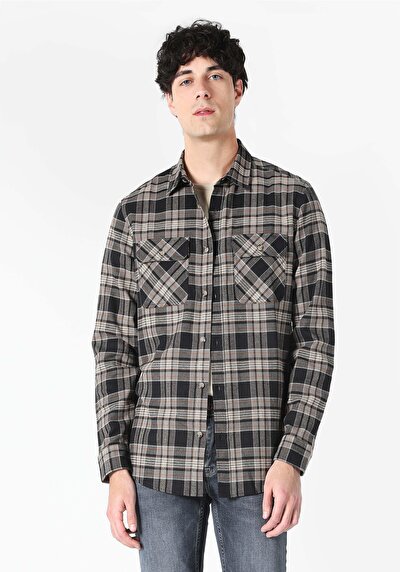 Image de Chemise À Manches Longues Anthracite Regular Fit   Homme