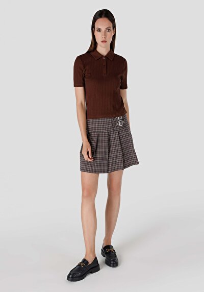 Image de T-shirt À Manches Courtes Marron Slim Fit  Femme