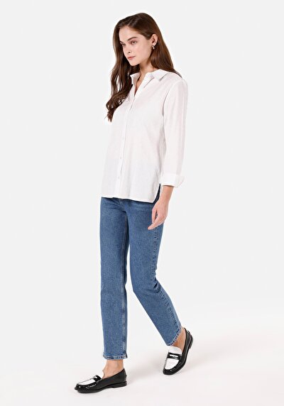 Image de Chemise À Manches Longues Blanc Slim Fit Femme