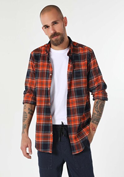 Image de Chemise À Manches Longues Orange Regular Fit   Homme