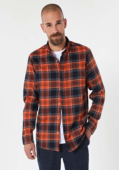 Image de Chemise À Manches Longues Orange Regular Fit   Homme