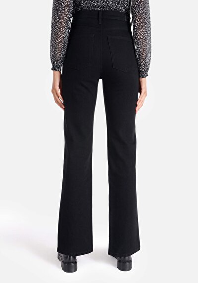 Afficher les détails de 729 Maggy Pantalon Bleu Slit Hem High Rise En  Regular Fit Femme