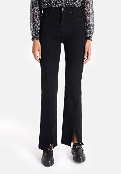 Image de 729 Maggy Pantalon Bleu Slit Hem High Rise En Regular Fit Femme