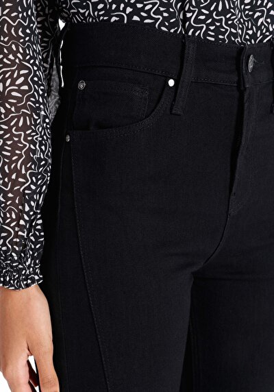Afficher les détails de 729 Maggy Pantalon Bleu Slit Hem High Rise En  Regular Fit Femme