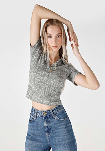 Image de T-shirt À Manches Courtes Gris Regular Fit Femme