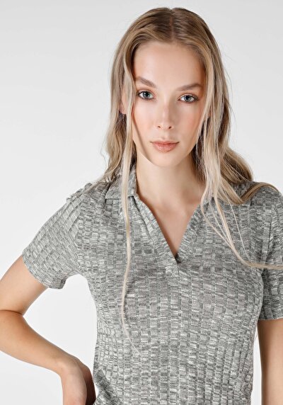Image de T-shirt À Manches Courtes Gris Regular Fit  Femme