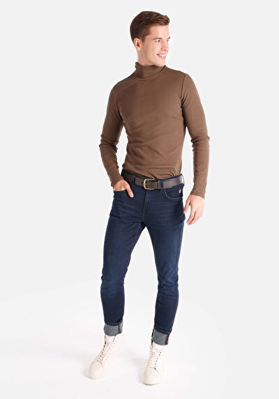 Image de 041 Danny Pantalon Bleu Foncé Slim Leg Low Rise En  Slim Fit Homme
