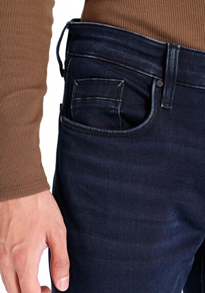 Image de 041 Danny Pantalon Bleu Foncé Slim Leg Low Rise En  Slim Fit Homme