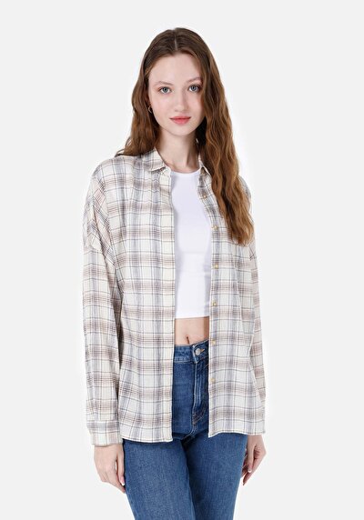 Image de Chemise À Manches Longues Beige Relaxed Fit Femme