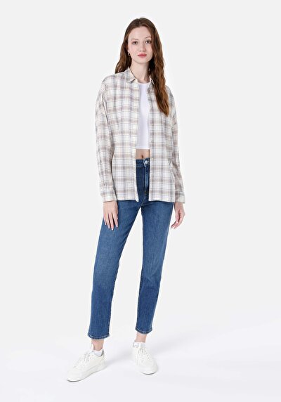 Image de Chemise À Manches Longues Beige Relaxed Fit Femme