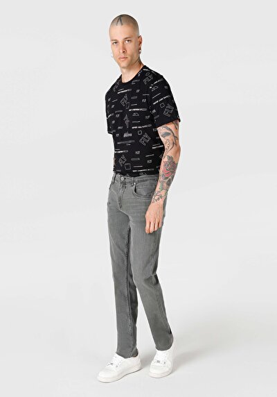 Image de 044 Karl Pantalon Gris Straight Leg Low Rise En Straight Fit Homme