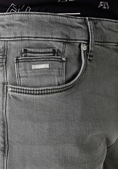 Afficher les détails de 044 Karl Pantalon Gris Straight Leg Low Rise En  Straight Fit Homme