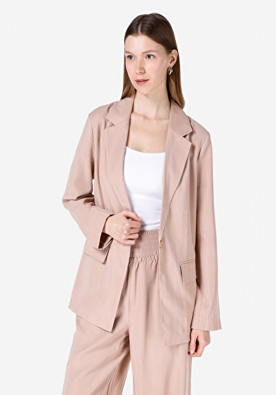 Afficher les détails de Veste De Blazer Rose Regular Fit Manches Longues  Femme