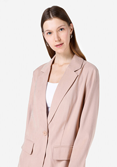 Afficher les détails de Veste De Blazer Rose Regular Fit Manches Longues  Femme