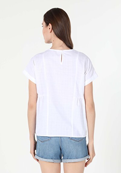 Image de Chemise À Manches Courtes Blanc Regular Fit Femme