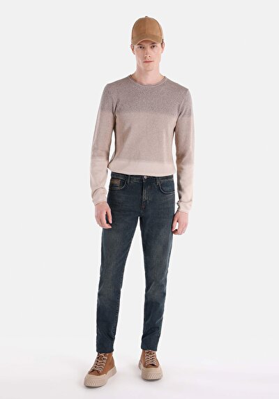 Image de 041 Danny Pantalon Bleu Slim Leg High Rise En  Slim Fit Homme