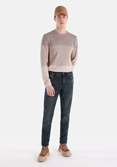 Image de 041 Danny Pantalon Bleu Slim Leg High Rise En Slim Fit Homme