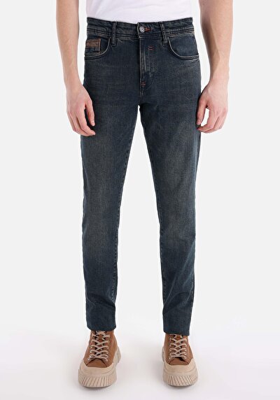 Image de 041 Danny Pantalon Bleu Slim Leg High Rise En  Slim Fit Homme