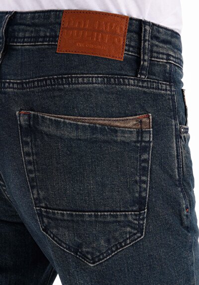 Afficher les détails de 041 Danny Pantalon Bleu Slim Leg High Rise En  Slim Fit Homme