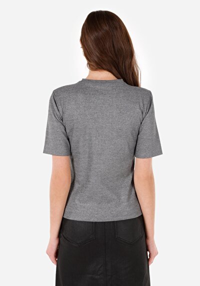 Image de T-shirt À Manches Courtes Gris Slim Fit Droit Femme