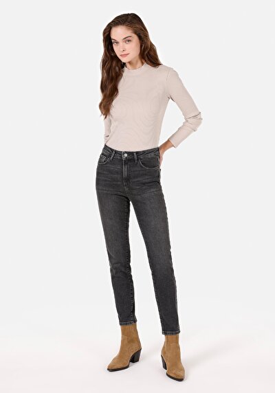 Image de 703 Carla Pantalon Bleu Narrow Leg Medium Rise En Jean Slim Fit Femme