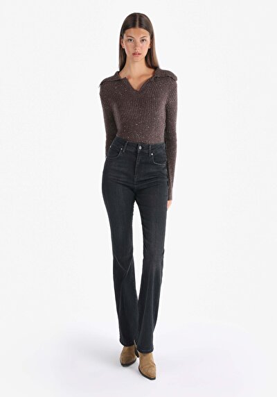 Afficher les détails de 719 Chrisa Pantalon Bleu Bootcut High Rise En  Regular Fit Femme