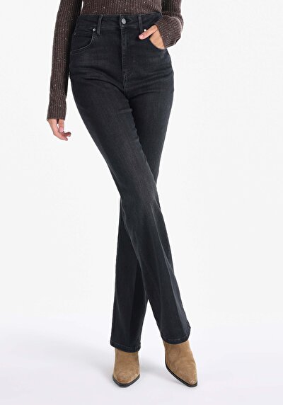 Afficher les détails de 719 Chrisa Pantalon Bleu Bootcut High Rise En  Regular Fit Femme
