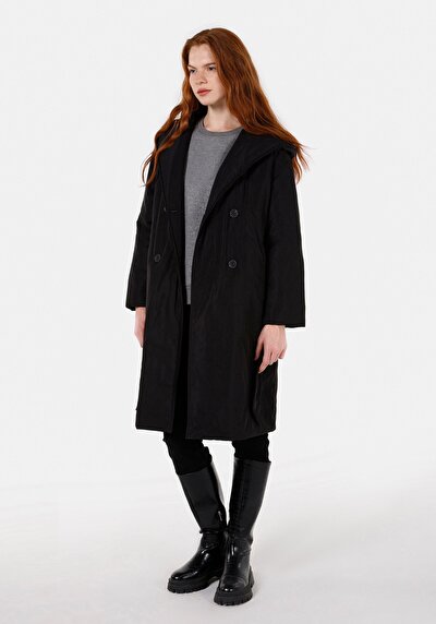 Image de Manteau Noir Regular Fit Manches Longues Femme