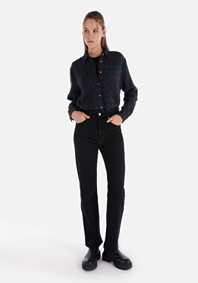 Image de 900 Laris Pantalon Noir Full Length High Rise En Jean Regular Fit Femme