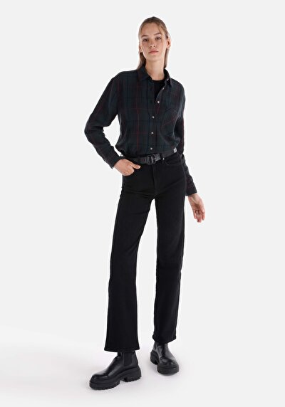 Image de 900 Laris Pantalon Noir Full Length High Rise En Jean Regular Fit Femme