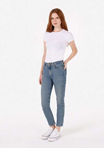 Image de 703 Carla Pantalon Bleu En Slim Fit Femme