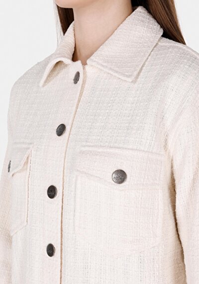 Image de Chemise À Manches Longues Ecru Regular Fit Droit Ratière Femme