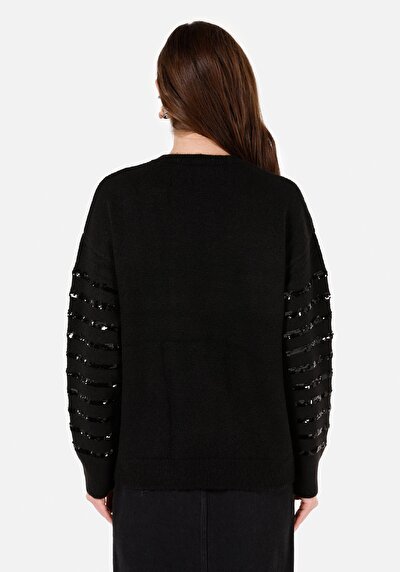 Image de Pull Noir Regular Fit Manches Longues  Femme
