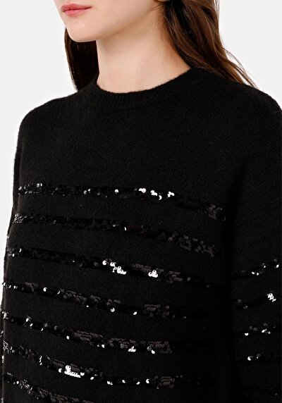 Image de Pull Noir Regular Fit Manches Longues  Femme