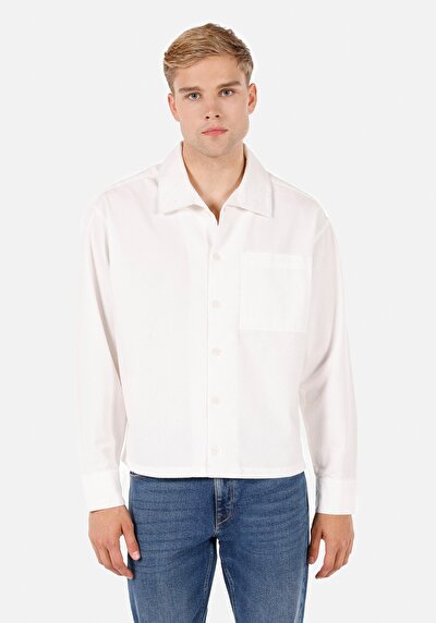 Image de Chemise À Manches Longues Blanc Boxy Fit Droit Double Face Homme