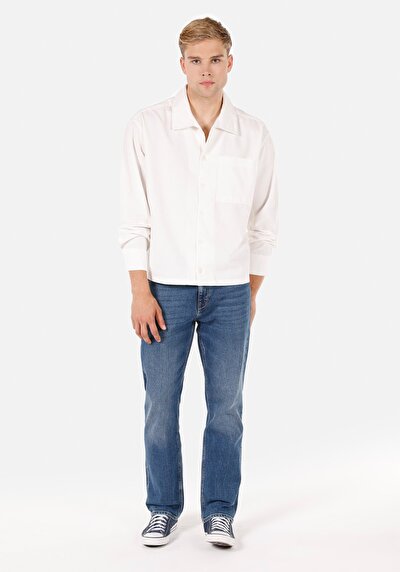 Image de Chemise À Manches Longues Blanc Boxy Fit Droit Double Face Homme