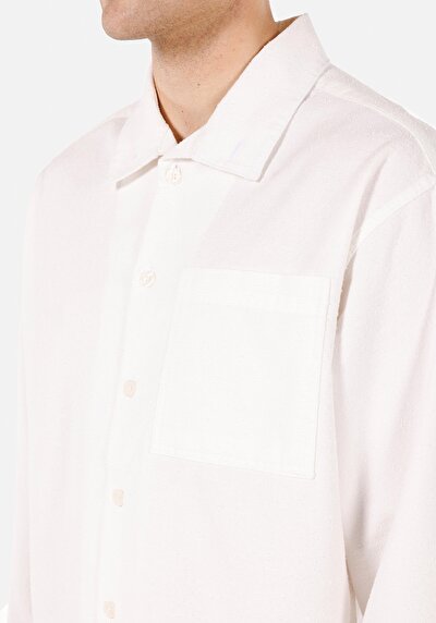Image de Chemise À Manches Longues Blanc Boxy Fit Droit Double Face Homme