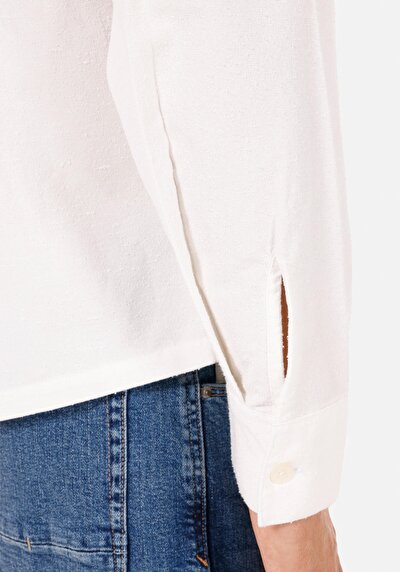Image de Chemise À Manches Longues Blanc Boxy Fit Droit Double Face Homme