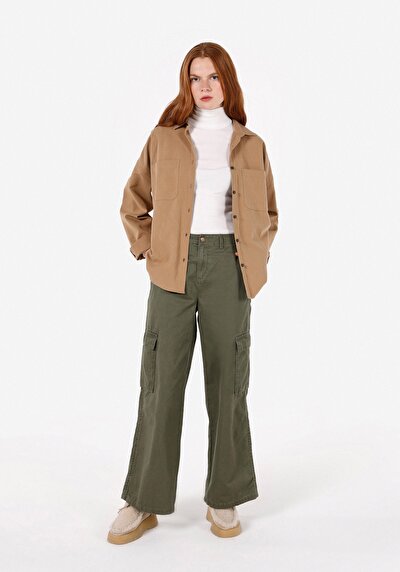 Image de Chemise À Manches Longues Marron Relaxed Fit Droit Ratière Femme