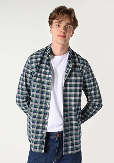 Image de Chemise À Manches Longues Marine Slim Fit Homme
