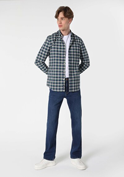 Image de Chemise À Manches Longues Marine Slim Fit   Homme