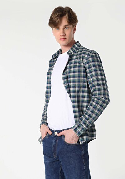 Image de Chemise À Manches Longues Marine Slim Fit   Homme