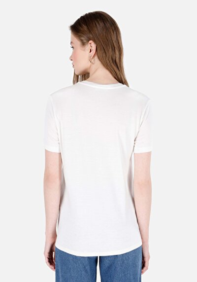 Image de T-shirt À Manches Courtes Blanc Regular Fit Imprimé Femme
