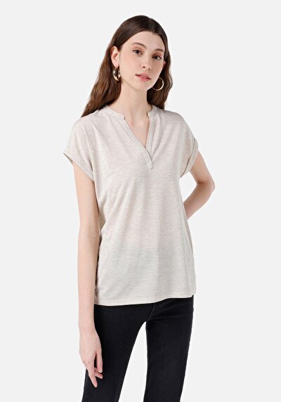 Image de T-shirt À Manches Courtes Beige Regular Fit  Femme