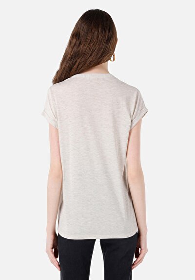 Image de T-shirt À Manches Courtes Beige Regular Fit Femme