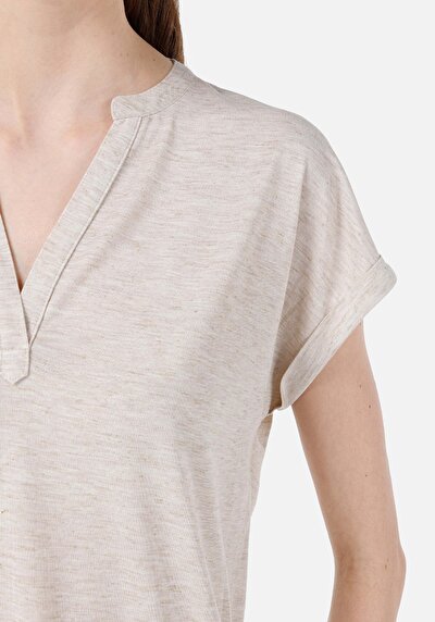 Image de T-shirt À Manches Courtes Beige Regular Fit  Femme